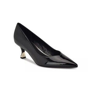 Women Apeah Kitten Flared Heels Dress Shoes Nine West Pump Sz 9 Black Gold Heel